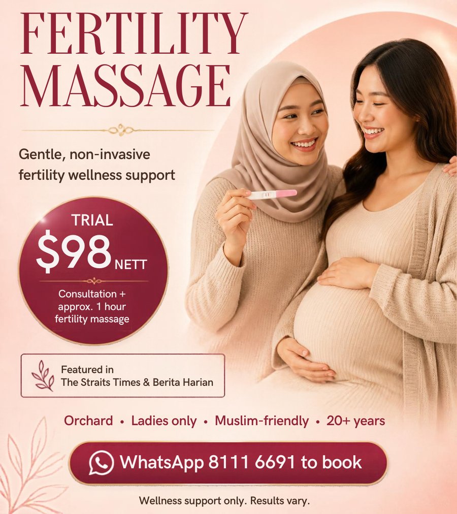 Fertility Massage Singapore trial at Highlander, $98 nett, consultation plus about one hour of fertility massage