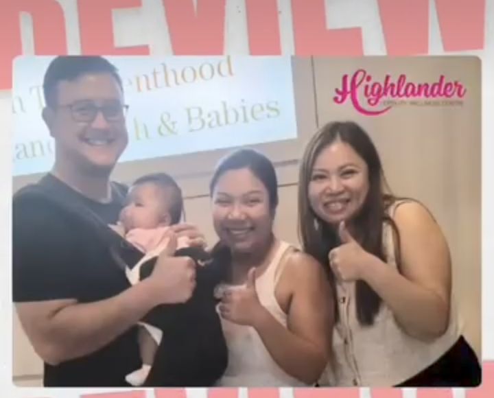 Couple with their baby and Wendy at the centre
